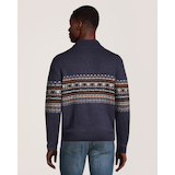 WindRiver Men's Fair Isle Quarter Button Mock Neck Sweater Back_Flat