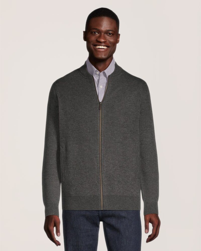 Denver Hayes Men's Doubleknit Full Zip Bomber Sweater