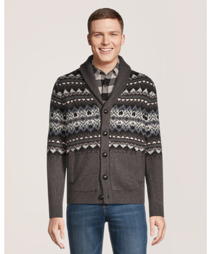 WindRiver Men's Heritage Fair Isle Cardigan Sweater