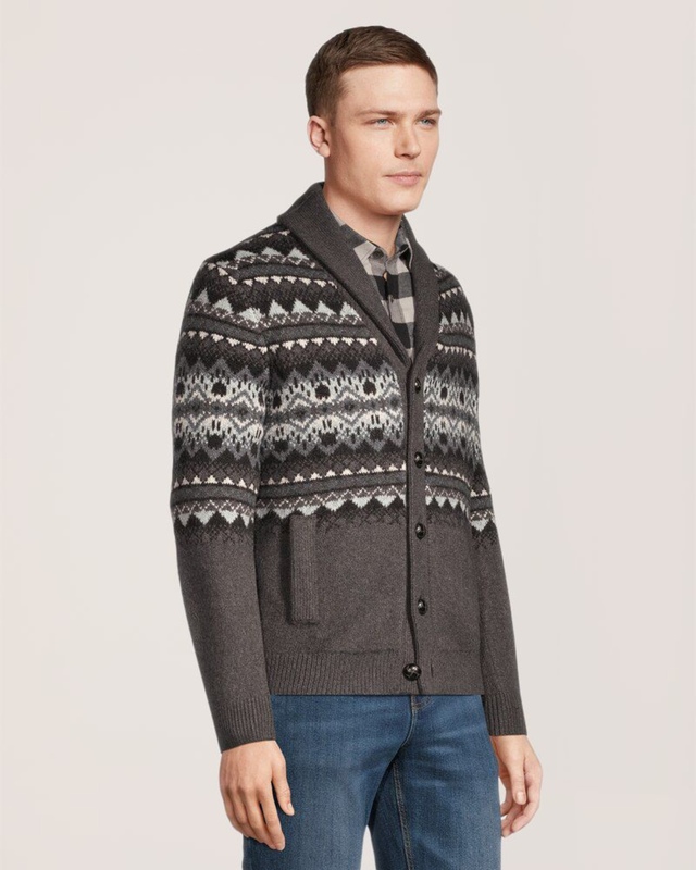 WindRiver Men's Heritage Fair Isle Cardigan Sweater
