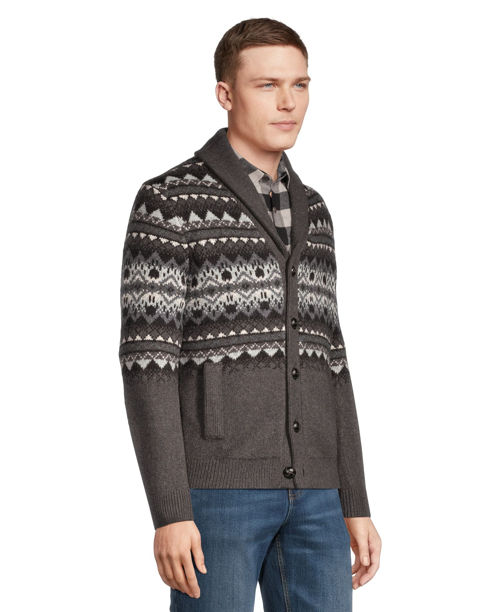 WindRiver Men s Heritage Fair Isle Cardigan Sweater Marks