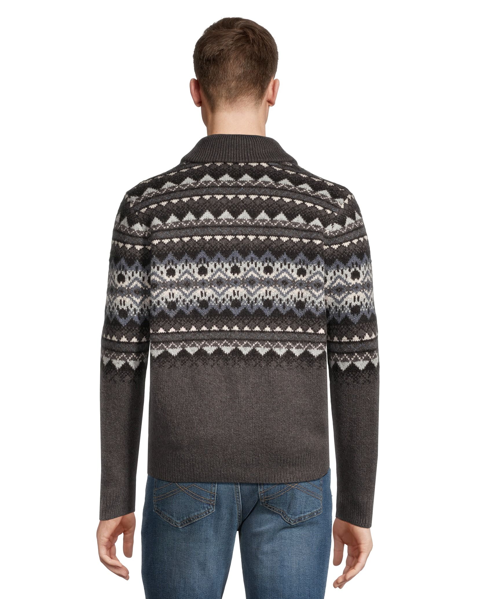 Mens fair isle cardigan sweater hotsell