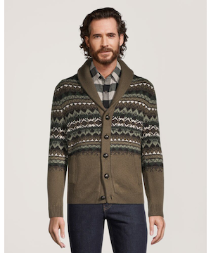 WindRiver Men's Heritage Fair Isle Cardigan Sweater