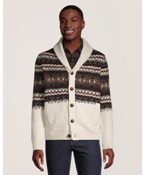 WindRiver Men's Heritage Fair Isle Cardigan Sweater