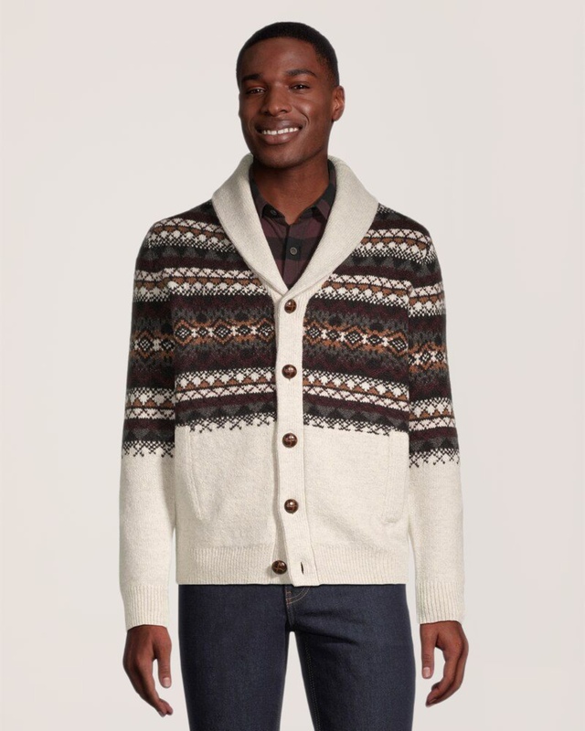 WindRiver Men's Heritage Fair Isle Cardigan Sweater