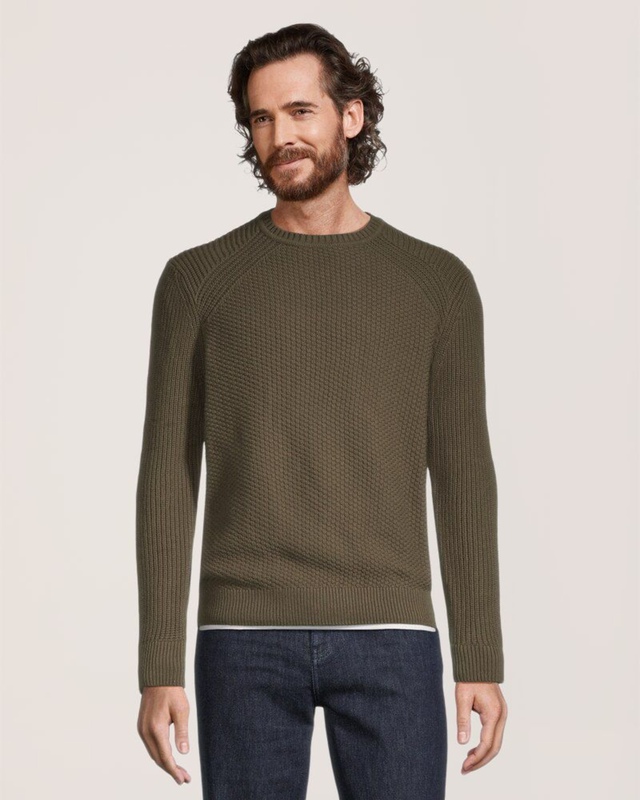 Chandail à col ras du cou et à motif point de riz pour hommes, Denver Hayes