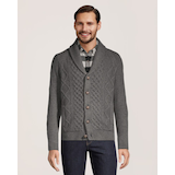Chandail cardigan en tricot à point de torsade pour hommes, Heritage, WindRiver Front_Flat
