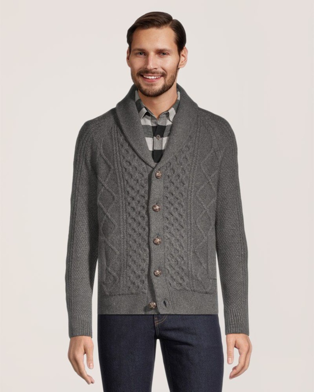 WindRiver Men's Heritage Cable Cardigan Sweater