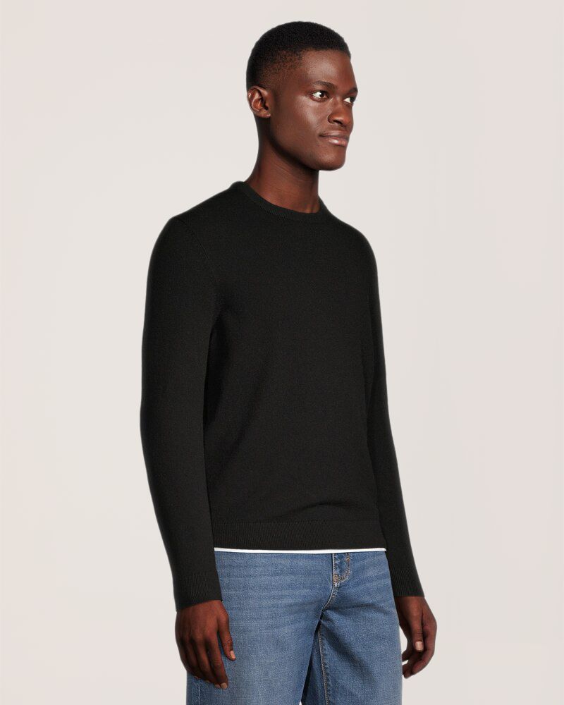 Chandail en mélange de cachemire et de laine mérinos à col ras du cou pour hommes, Denver Hayes