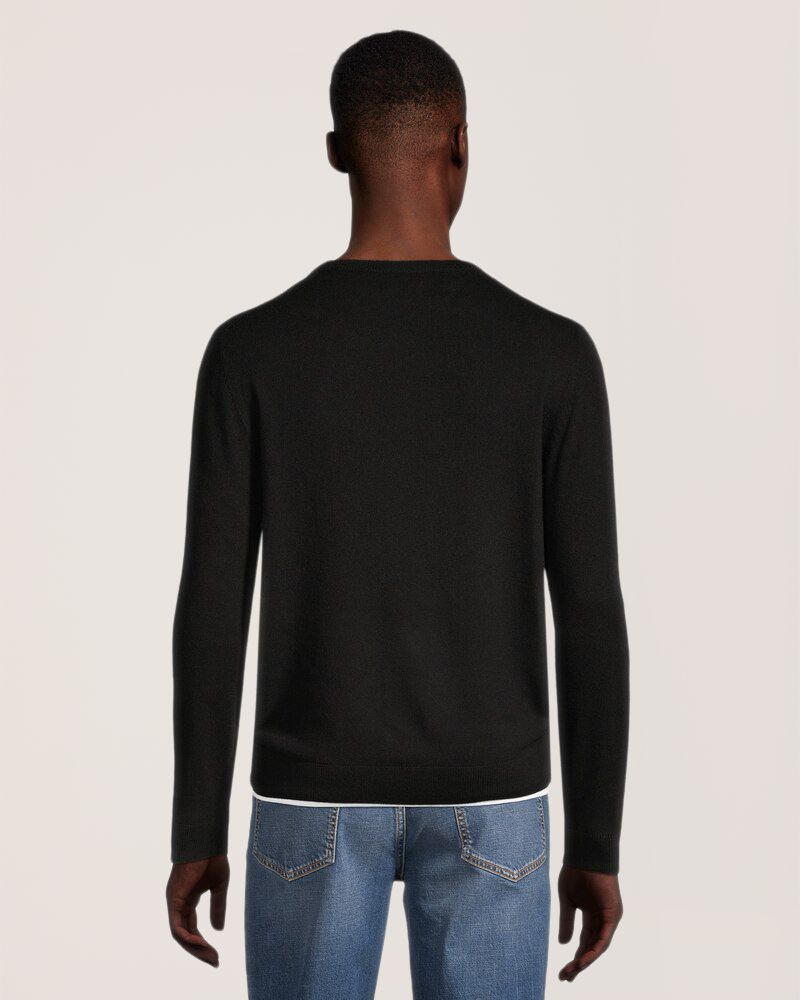 Chandail en mélange de cachemire et de laine mérinos à col ras du cou pour hommes, Denver Hayes