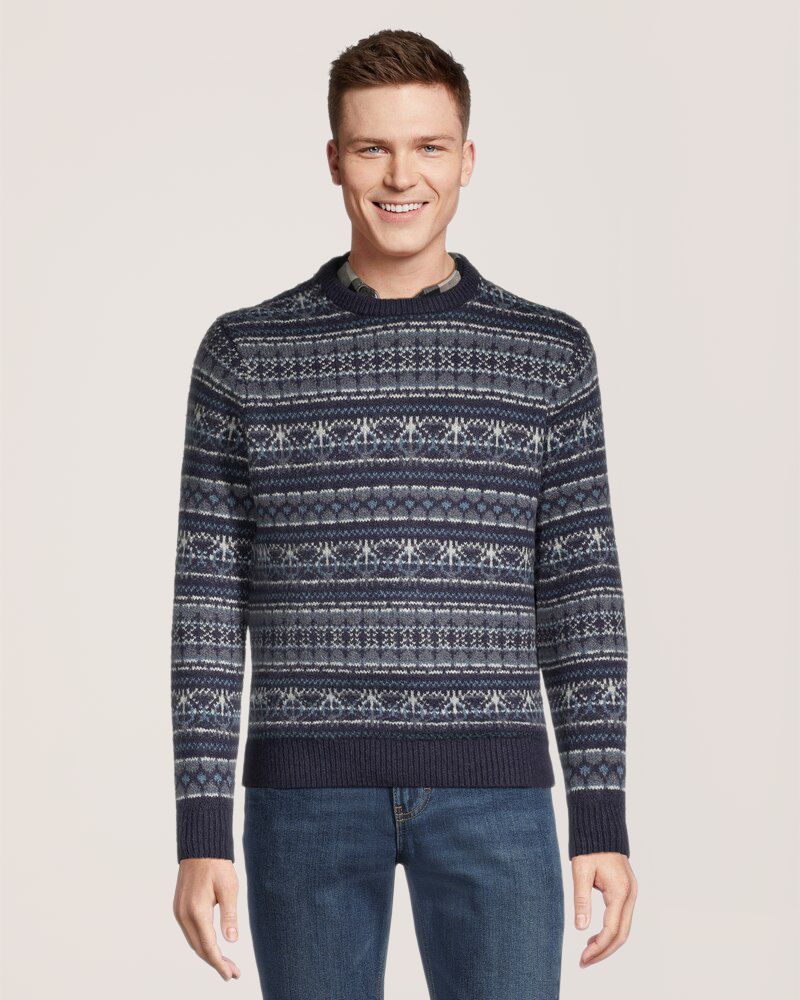 Chandail à motif jacquard et à encolure ras du cou pour hommes, Heritage, WindRiver