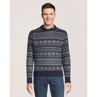 Chandail à motif jacquard et à encolure ras du cou pour hommes, Heritage, WindRiver Front_Flat