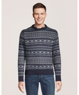 Chandail à motif jacquard et à encolure ras du cou pour hommes, Heritage, WindRiver