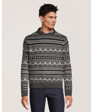 Chandail à motif jacquard et à encolure ras du cou pour hommes, Heritage, WindRiver