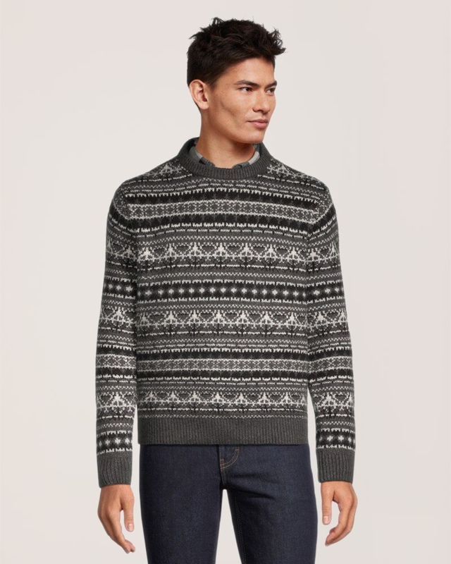 Chandail à motif jacquard et à encolure ras du cou pour hommes, Heritage, WindRiver