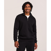 Denver Hayes Men's Quarter Zip Mock Neck Fleece Sweatshirt Front_Flat