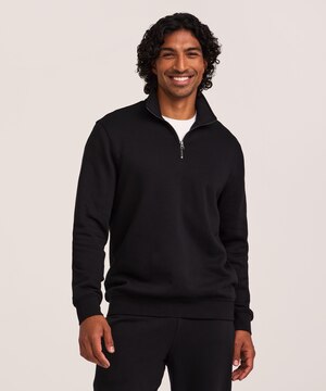 Denver Hayes Men's Quarter Zip Mock Neck Fleece Sweatshirt