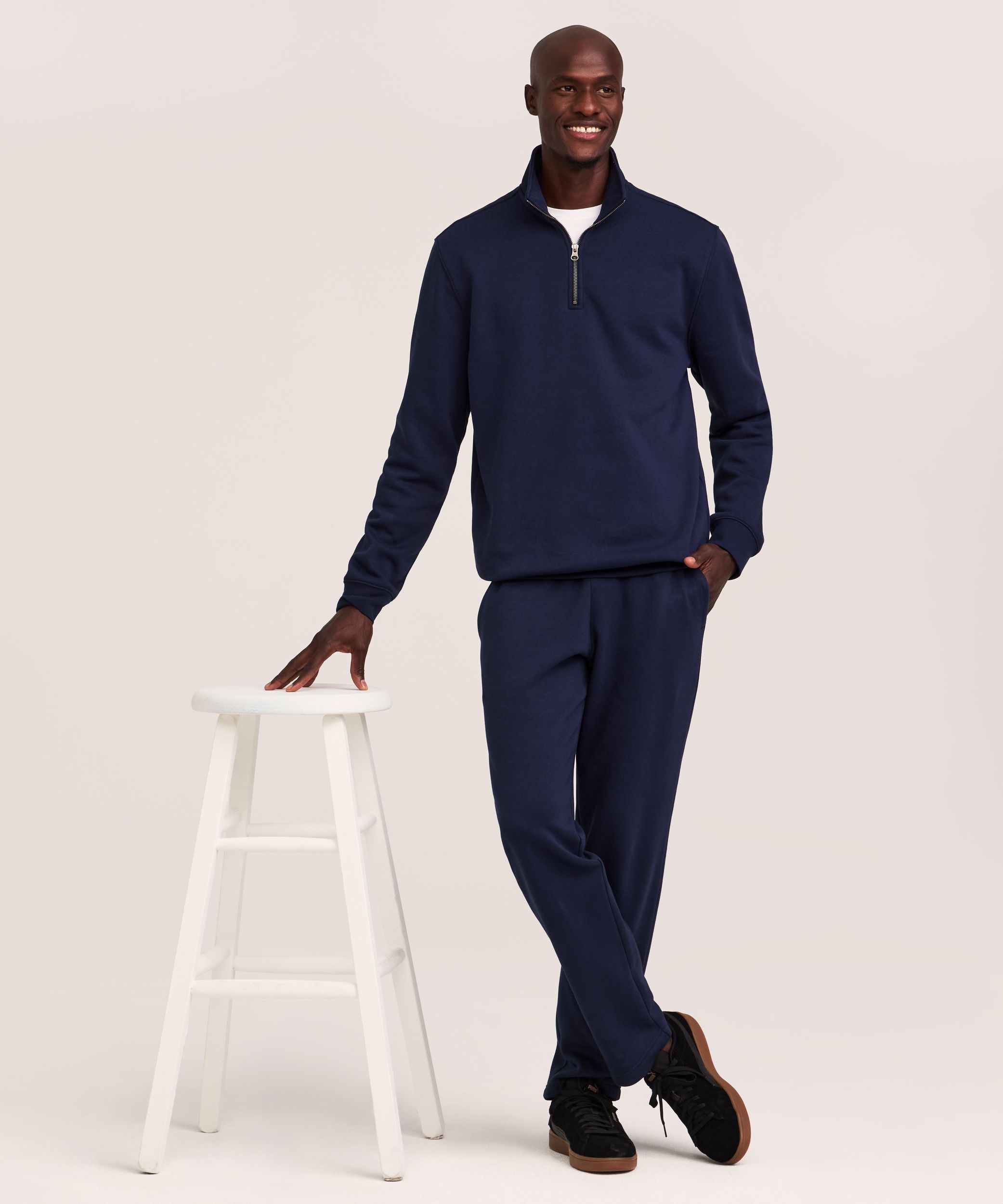 Denver Hayes Men's Quarter Zip Mock Neck Fleece Sweatshirt