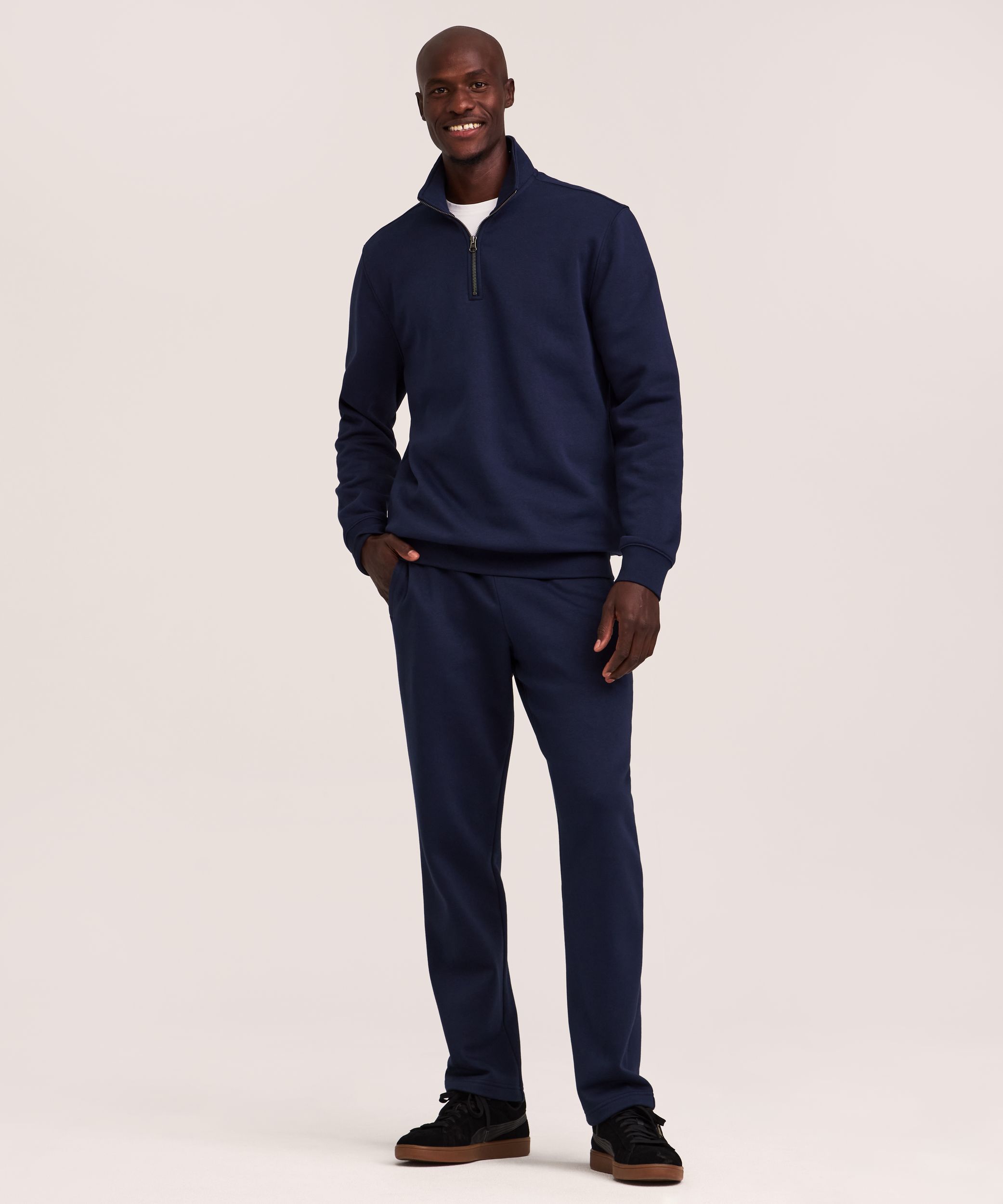 Denver Hayes Men's Quarter Zip Mock Neck Fleece Sweatshirt