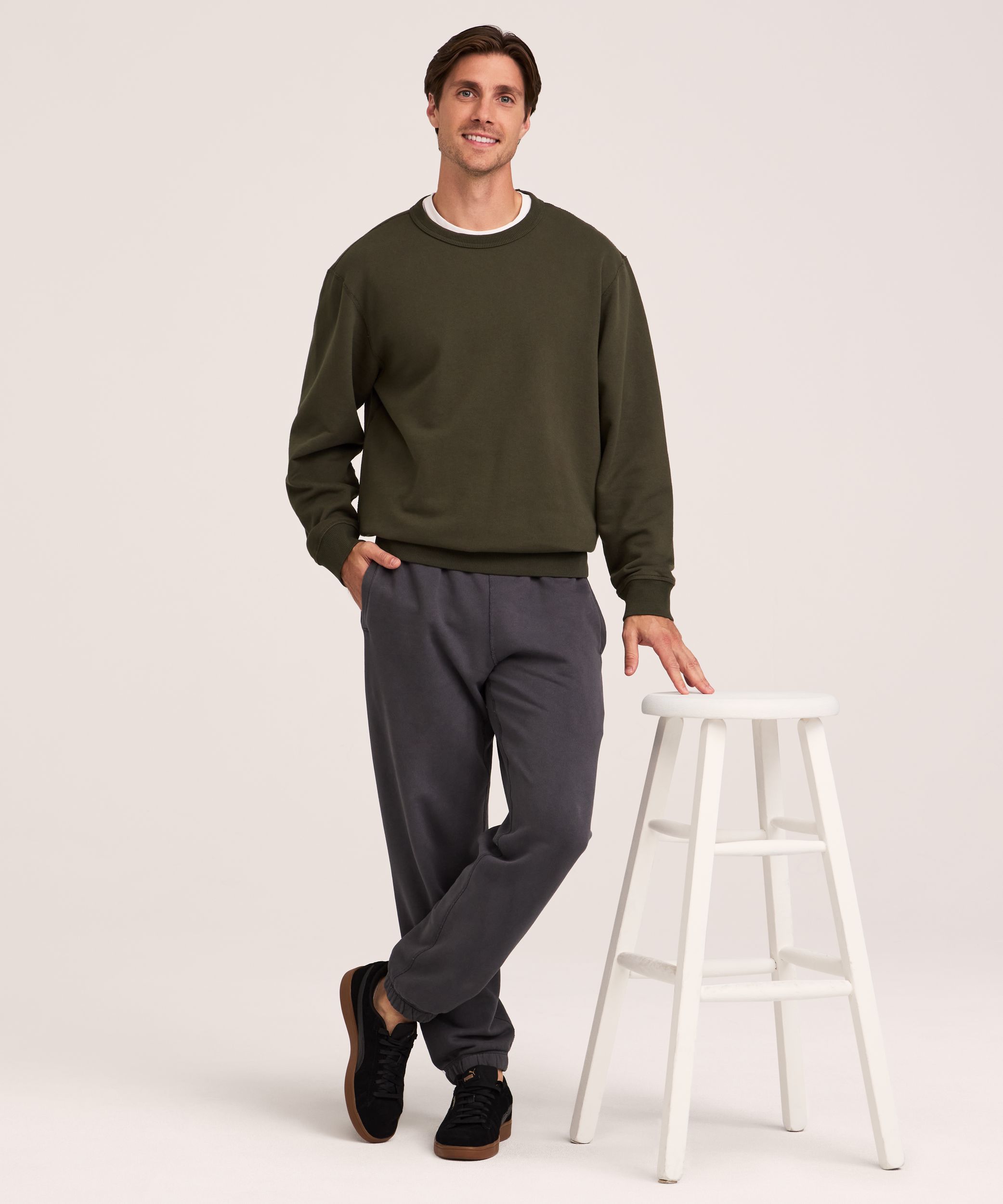 Chandail en molleton de coton original avec col ras du cou pour hommes, WindRiver