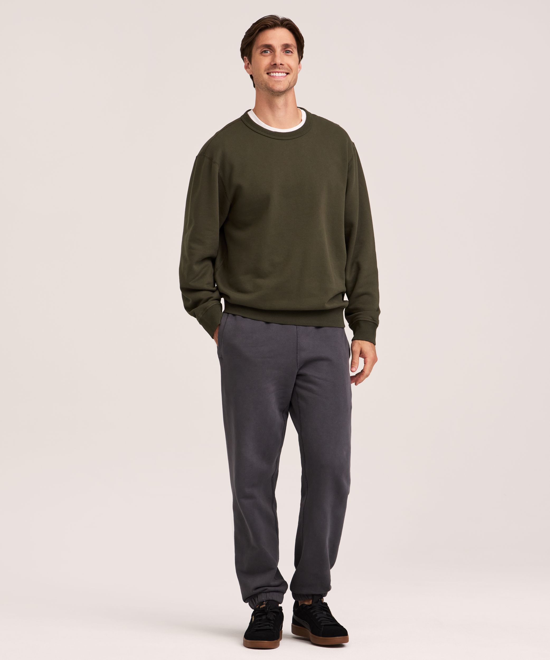 Chandail en molleton de coton original avec col ras du cou pour hommes, WindRiver