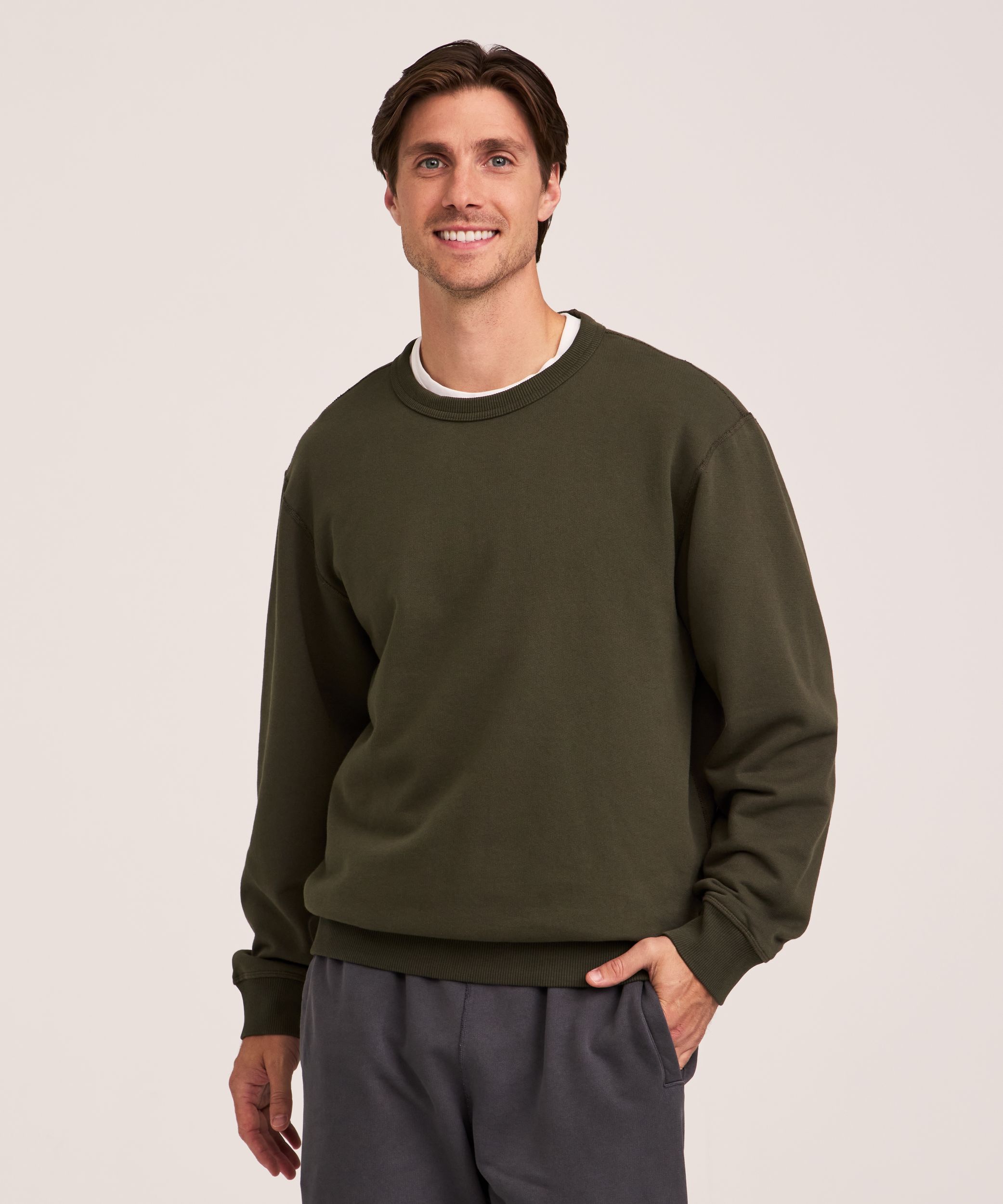 Chandail en molleton de coton original avec col ras du cou pour hommes, WindRiver