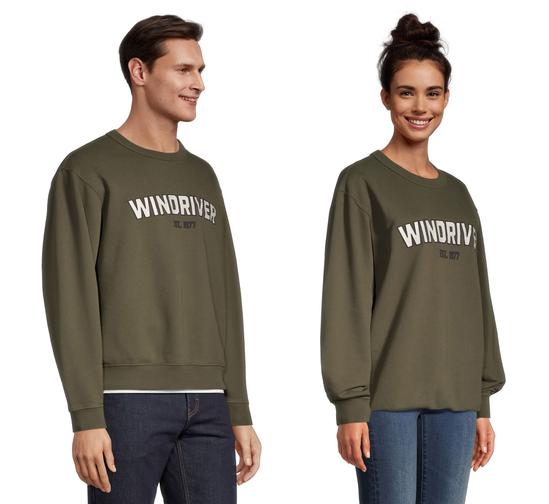 WindRiver Unisex Original Fleece Embroidered Crewneck Sweatshirt Marks