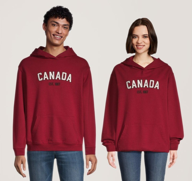 WindRiver Unisex Canada Embroidered Original Fleece Popover Hoodie