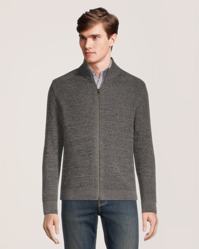 Denver Hayes Men's Full-Zip Mock Neck Sweater Front_Flat