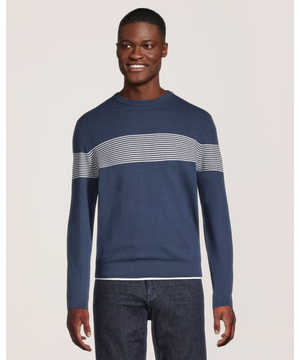 Chandail coupe moderne en coton à point jersey avec col ras du cou pour hommes, Denver Hayes