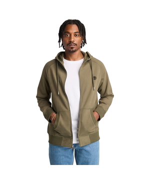 Timberland Men's Woven Badge Full Zip Fleece Hoodie