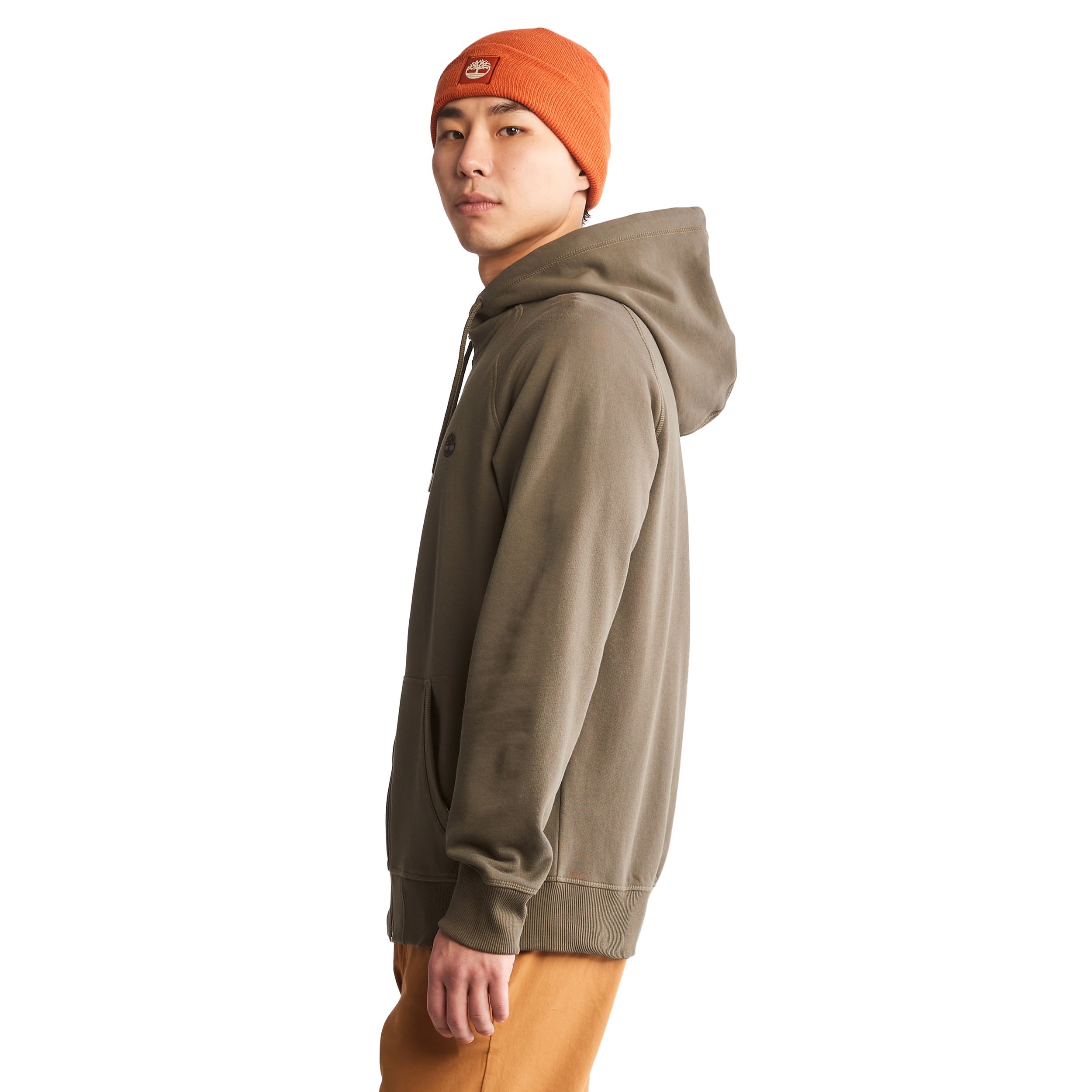 Timberland Men's Woven Badge Full Zip Fleece Hoodie