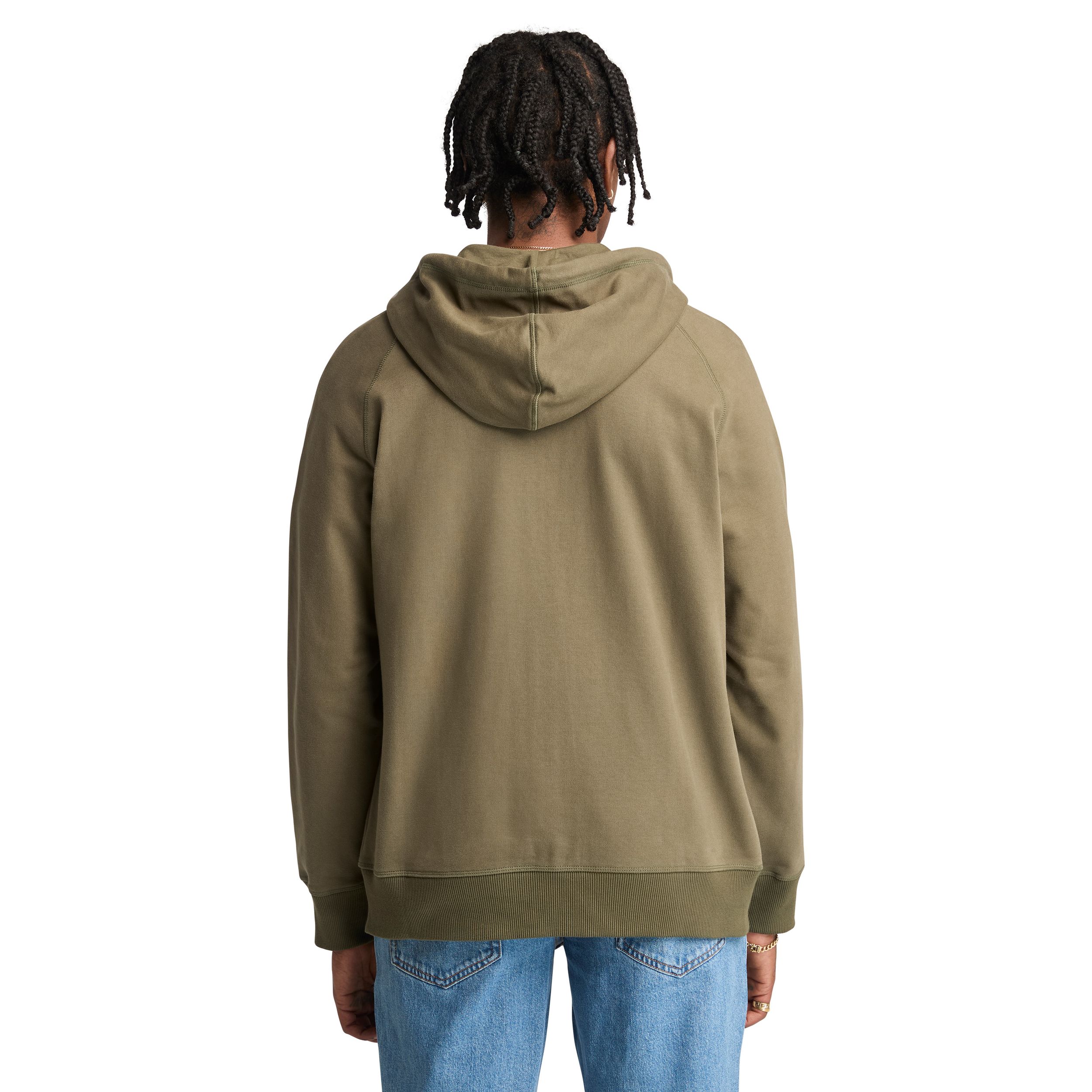 Timberland Men's Woven Badge Full Zip Fleece Hoodie