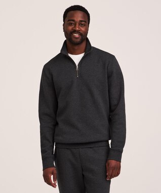 Denver Hayes Men's Quarter Zip Mock Neck Fleece Sweatshirt