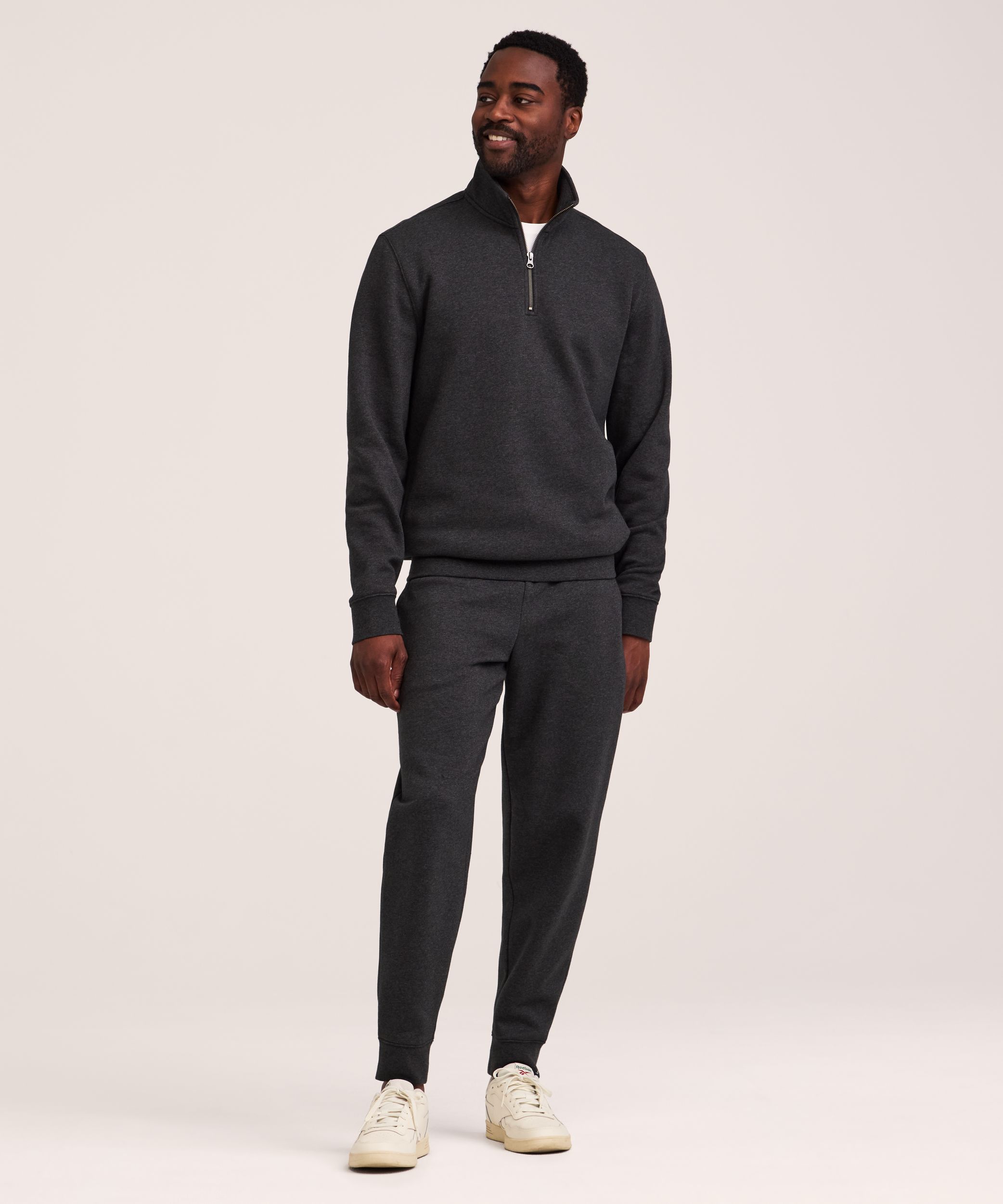 Denver Hayes Men's Quarter Zip Mock Neck Fleece Sweatshirt