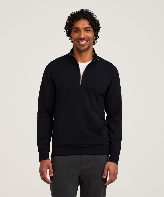 Chandail en molleton à col cheminée et à demi-fermeture à glissière avec protection FreshTech pour hommes, Denver Hayes Performance