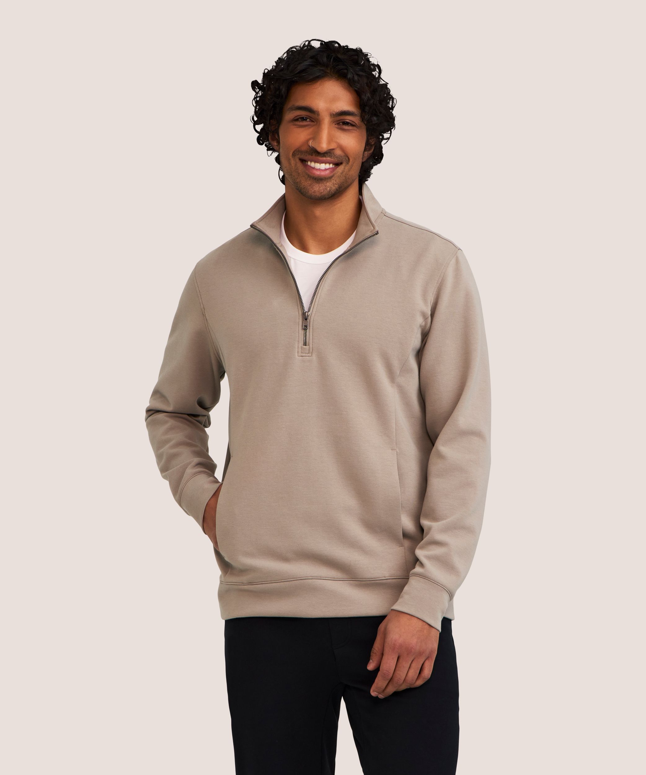Denver Hayes Performance Men's Fleece Half-Zip Mock Neck Sweatshirt