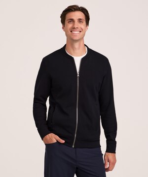 Chandail en molleton à col cheminée et à glissière pleine longueur avec protection FreshTech pour hommes, Denver Hayes Performance