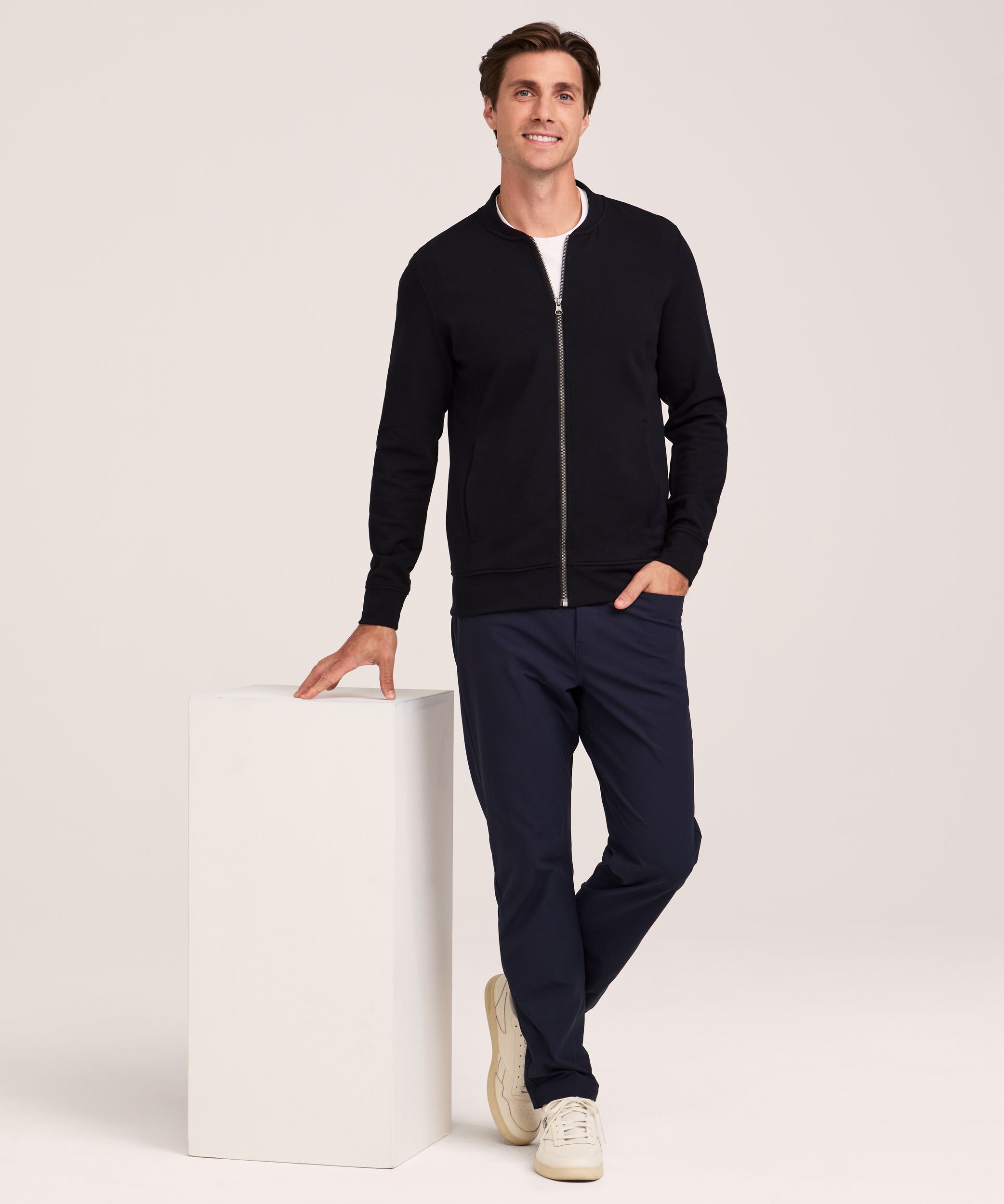 Chandail en molleton à col cheminée et à glissière pleine longueur avec protection FreshTech pour hommes, Denver Hayes Performance