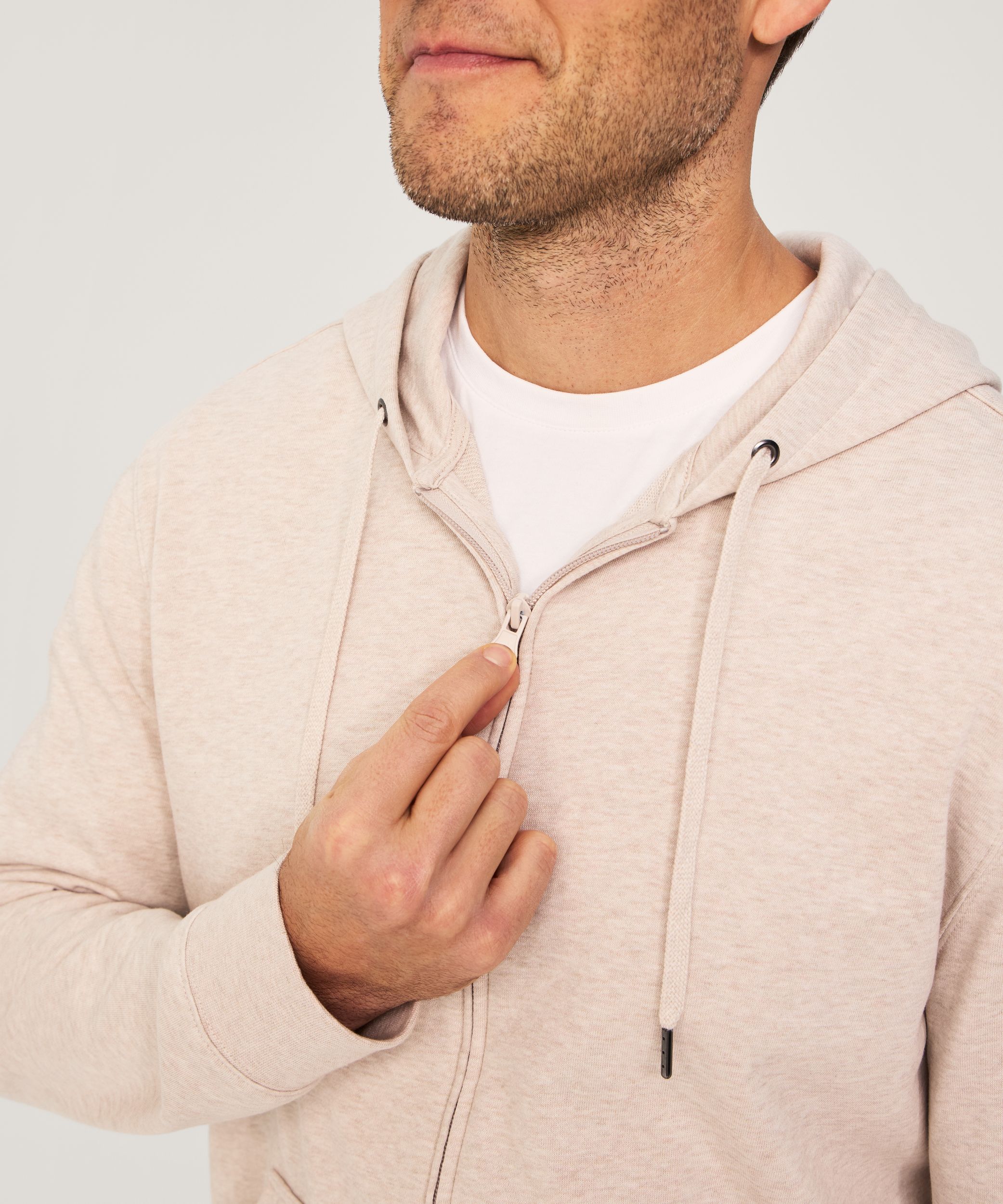 Chandail à capuche en molleton bouclette à glissière pleine longueur pour hommes, Denver Hayes