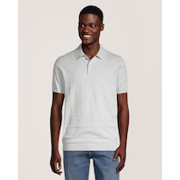 Denver Hayes Men's Knit Striped Polo Shirt Front_Flat
