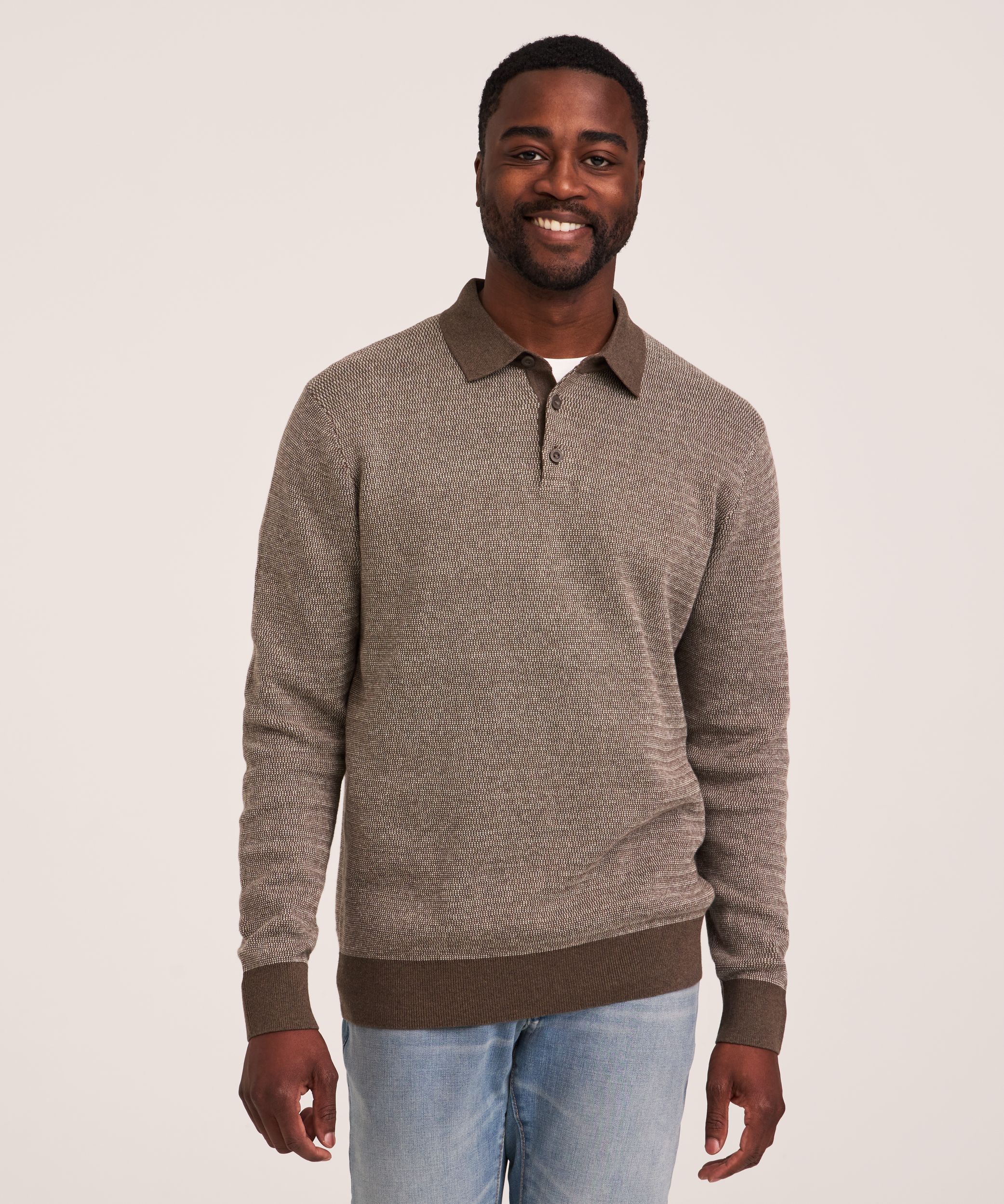 Denver Hayes Men's Birdseye Polo Sweater