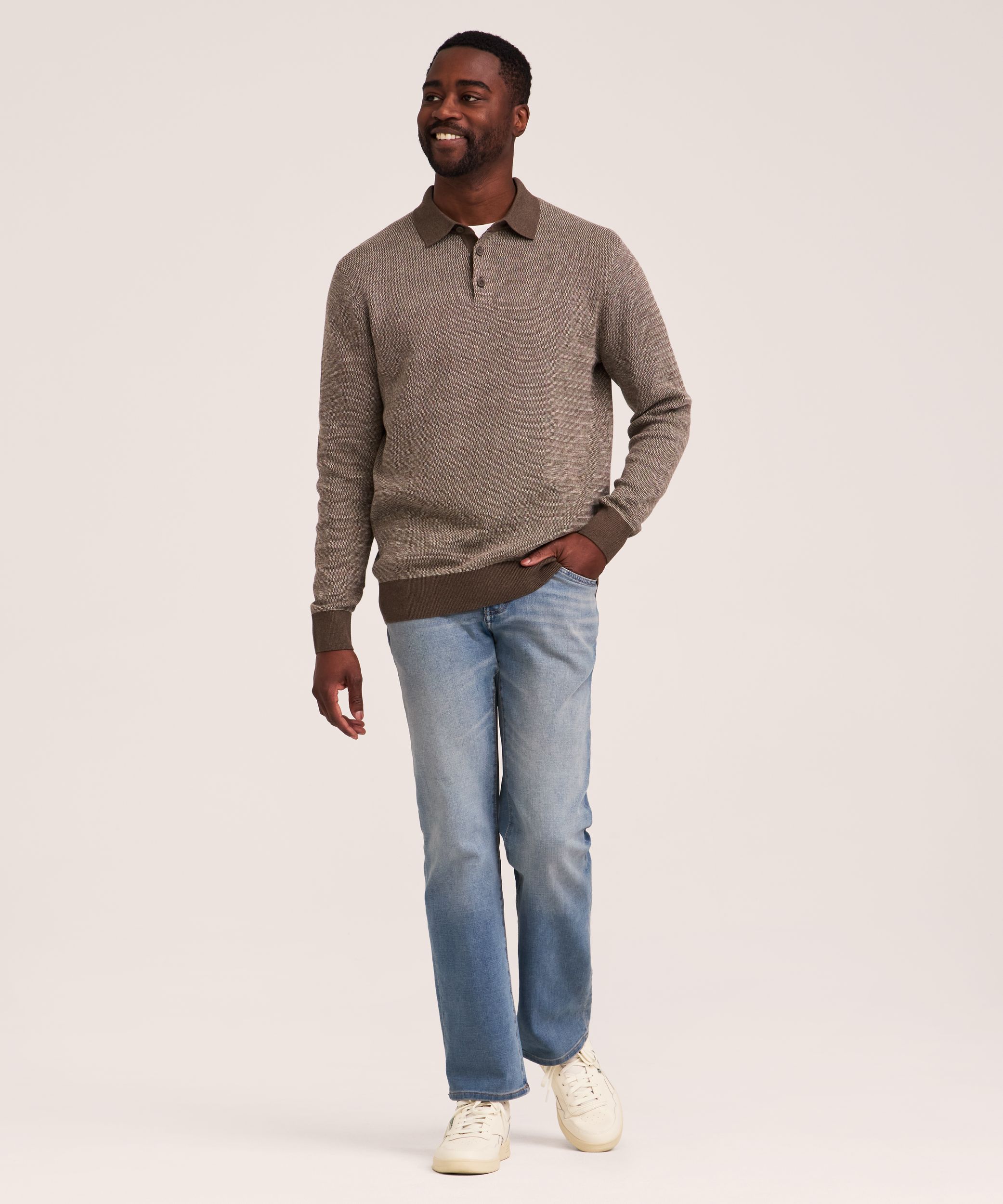 Denver Hayes Men's Birdseye Polo Sweater