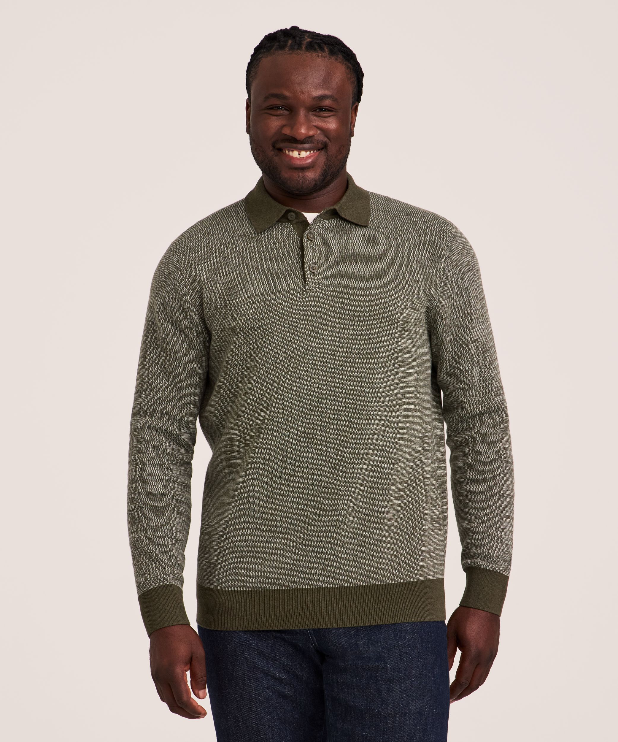 Denver Hayes Men's Birdseye Polo Sweater