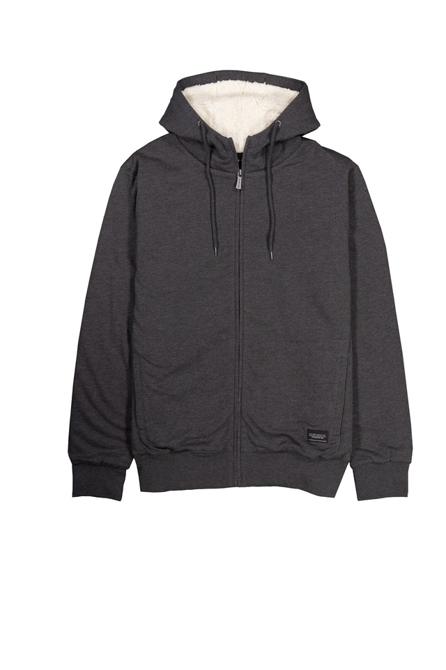 Silver Men's Sherpa Lined Full Zip Fleece Hoodie