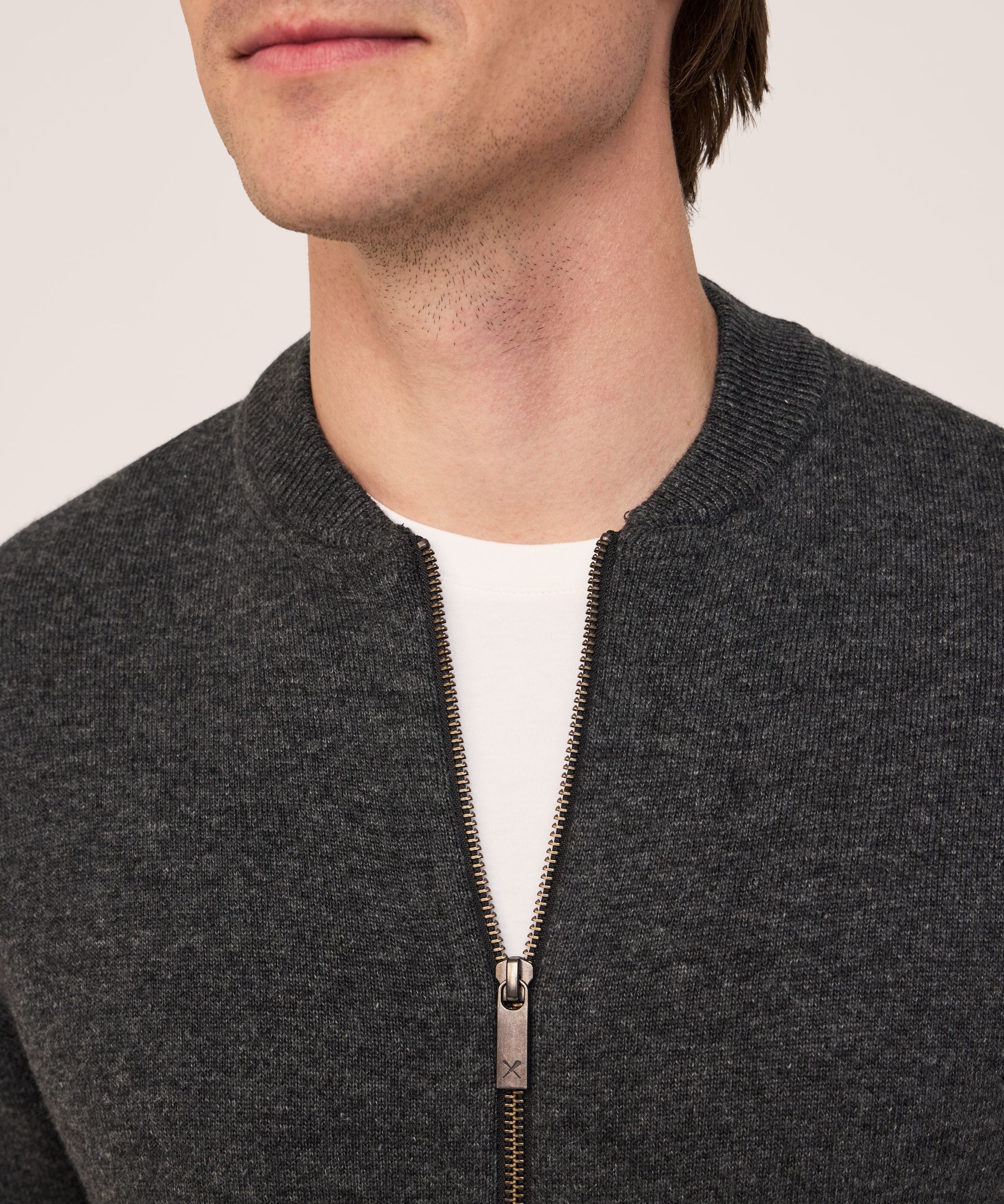 Chandail blouson en tricot avec glissière pleine longueur pour hommes, Denver Hayes