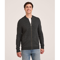 Denver Hayes Men's Full Zip Knit Bomber Sweater Front_Flat