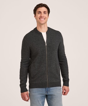 Chandail blouson en tricot avec glissière pleine longueur pour hommes, Denver Hayes