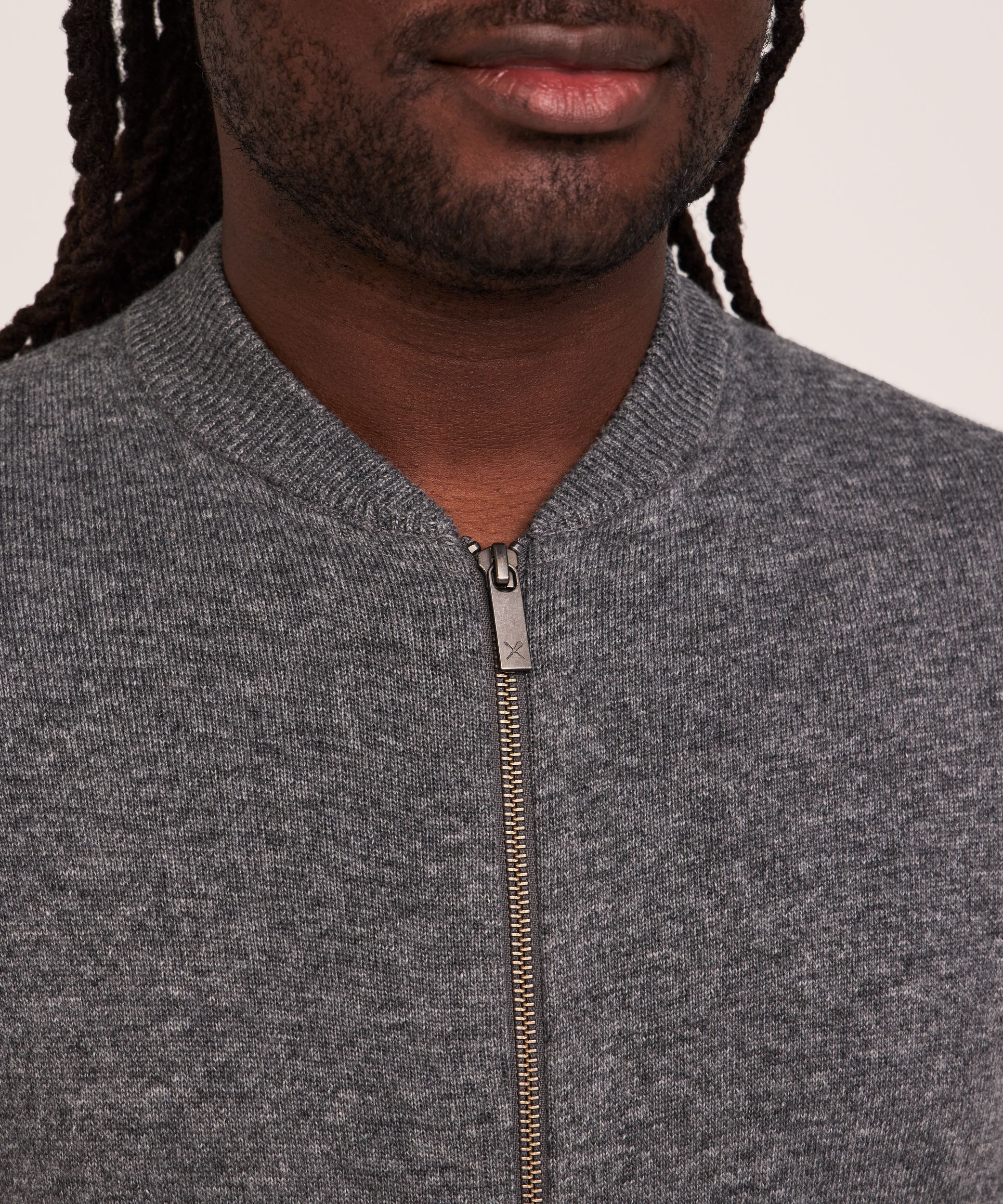 Denver Hayes Men's Full Zip Knit Bomber Sweater