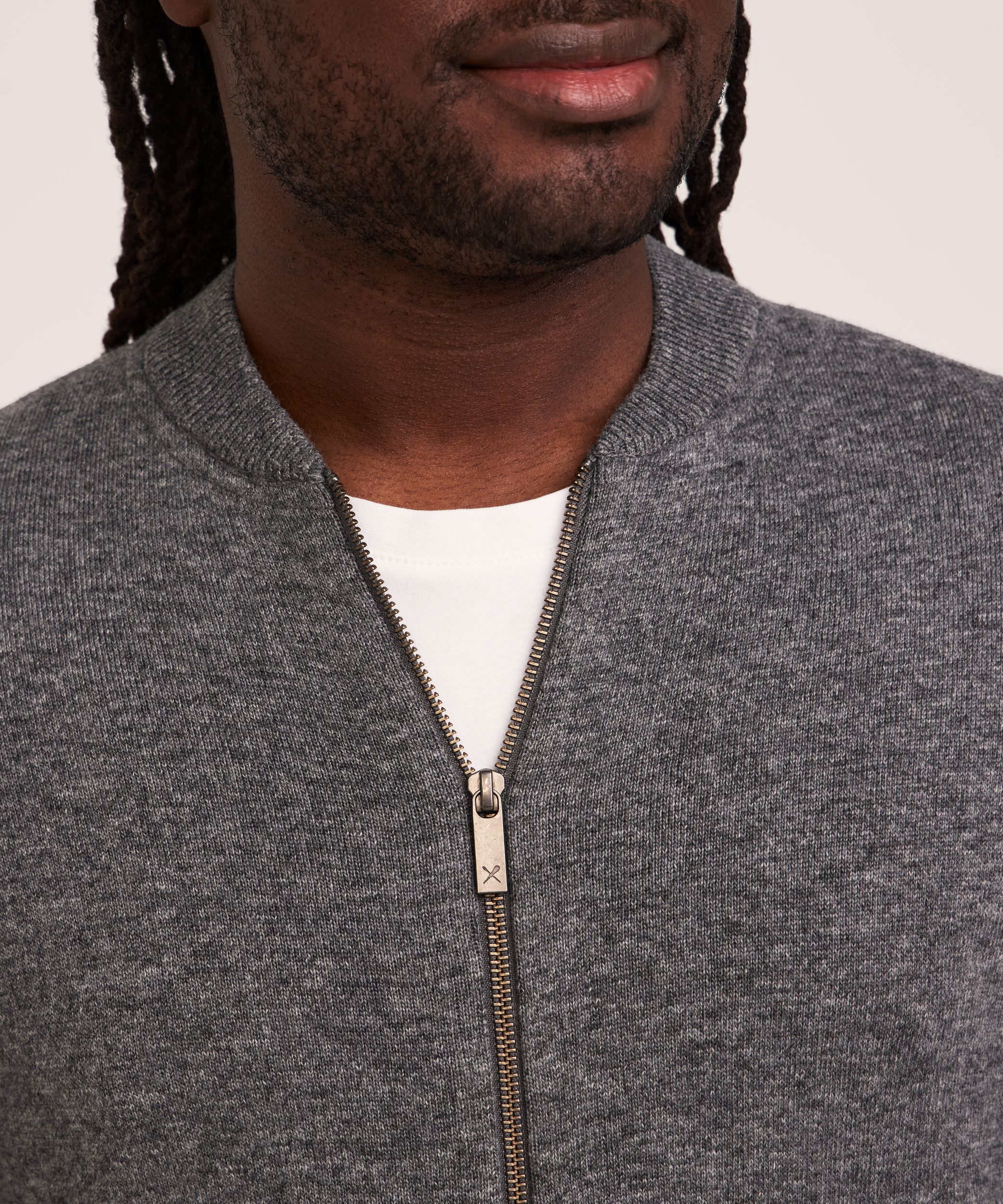 Denver Hayes Men's Full Zip Knit Bomber Sweater